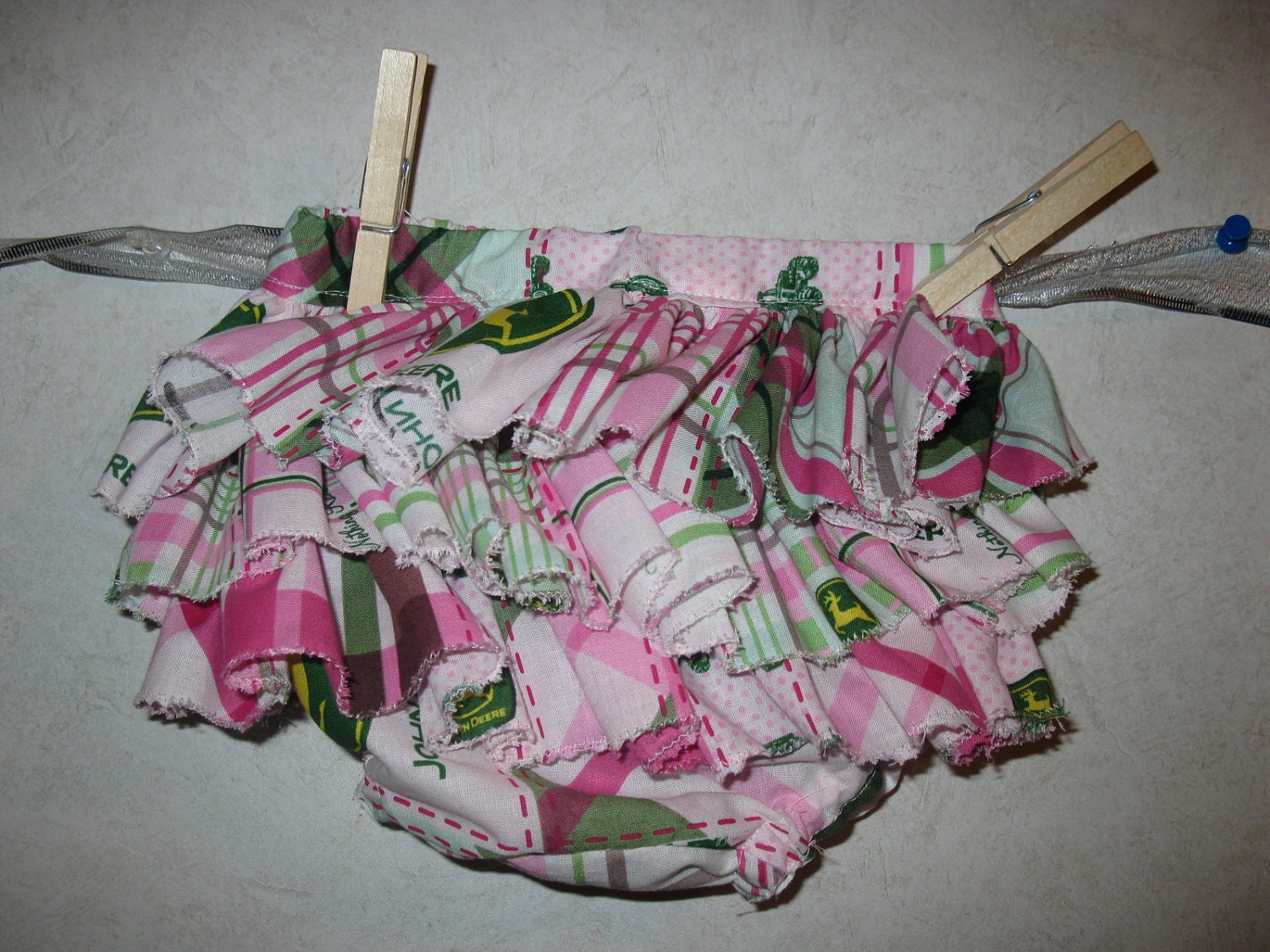 John Deere Ruffle Diaper Booty Cover AND Matching Appliqued Tank Top OR Onesie 0-24m