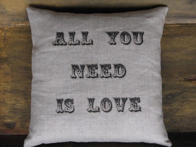 a secret message pillow... all you need is love/love is all you need