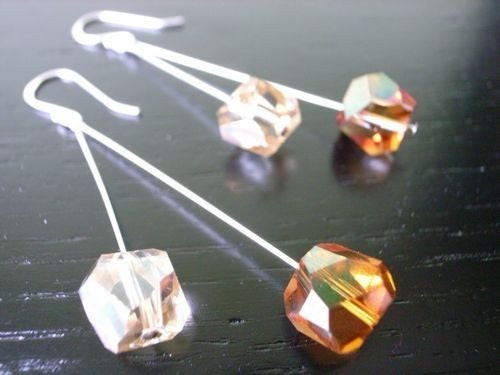 8mm Graphic Cube Double Drop Earrings