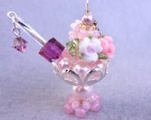 Swarovski Crystals Charm - Rose Ice-cream (Necklace Optional)