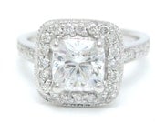 2.00ctw CUSHION cut antique style diamond engagement ring 14k white gold