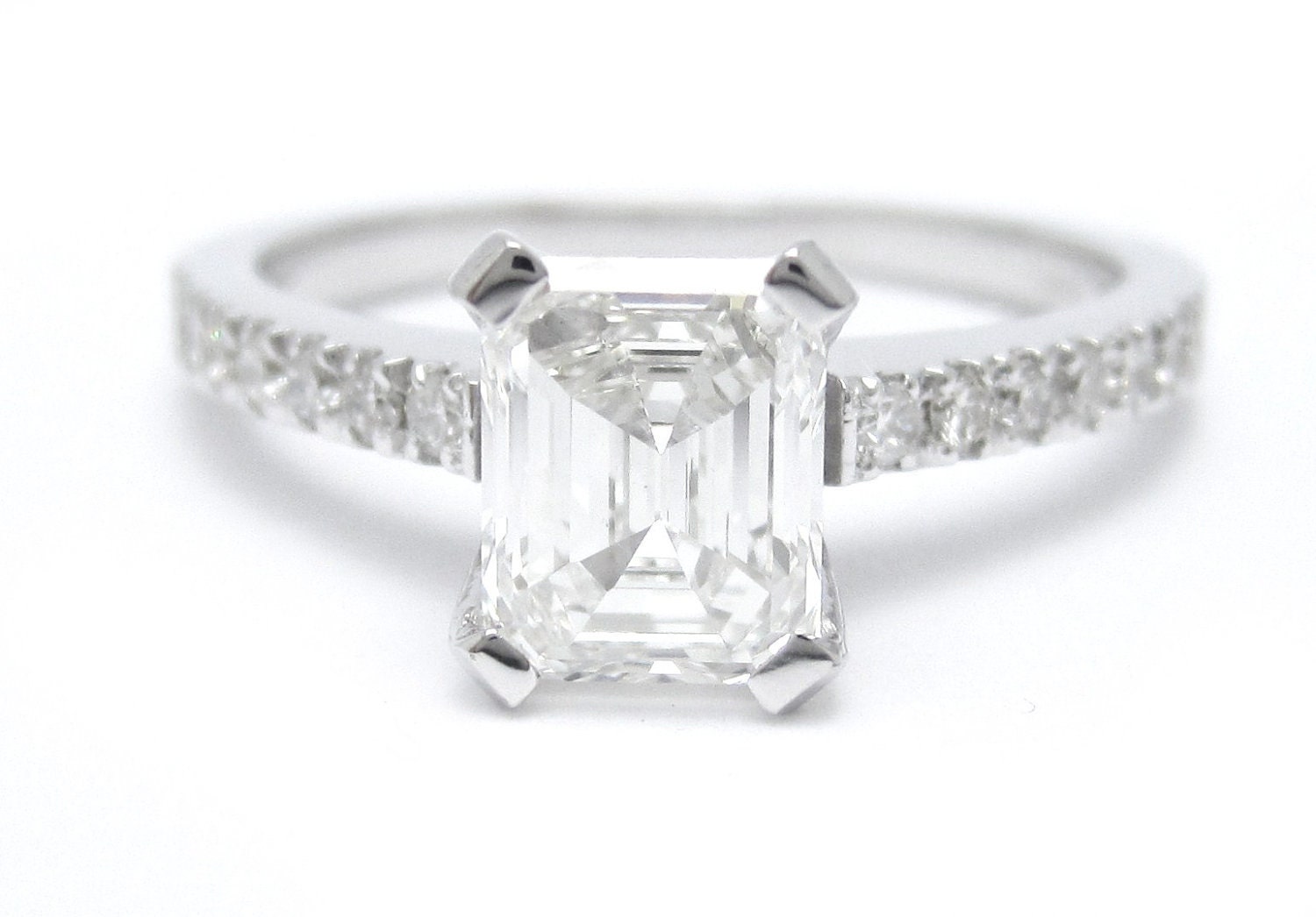 1.40ctw EMERALD cut novo inspired diamond engagement ring and matching wedding band