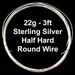 3ft - Sterling Silver Round Wire, 22g Half Hard -- (SWR22H)