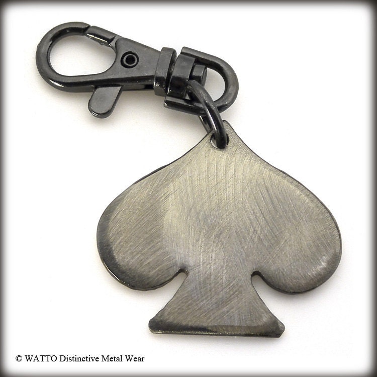 Spade Keychain by WATTO Distinctive Metal Wear- Handmade metal charm on keybob - Party Favors, Groomsmen Gift,  or Birthday