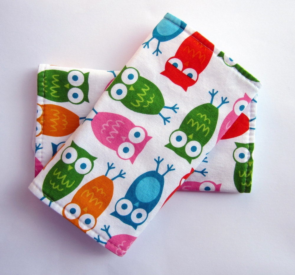 Sucking Pads NO Ribbon- Chew Pads - Fits Ergo, Beco, Boba, Mei Tai and More - Owls in Bright