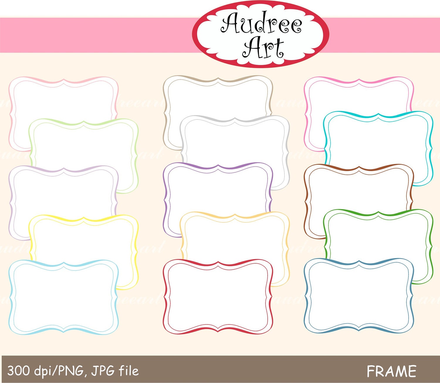 Digital clip art,15 FRAME, border, premade frame ,  instant download frame