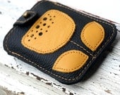 Card Case / Credit Card Wallet / Business Card Case / Cash Pocket Wallet / Yellow & Black Leather - Sunny Tulip Wallet, june inspired