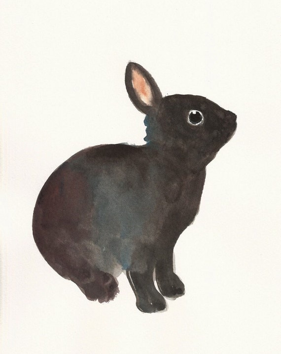 BUNNY by DIMDI Original watercolor painting 8x10inch
