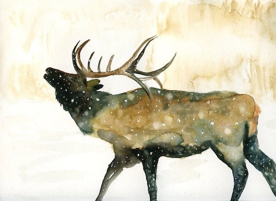 ELK by DIMDIart Original watercolor painting 14x11inch