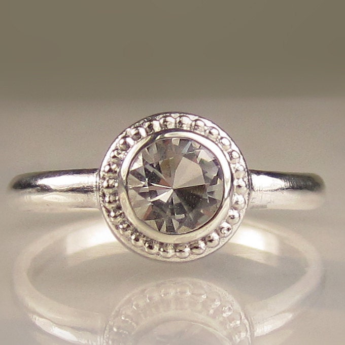 Granulated Herkimer Diamond Engagement Ring in Recycled Sterling Silver