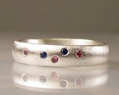 Sapphire Band in Sterling Silver, Gemstone Stacking Ring