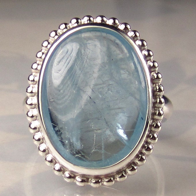 SALE - Aquamarine Cocktail Ring in Sterling Silver - now 20% OFF
