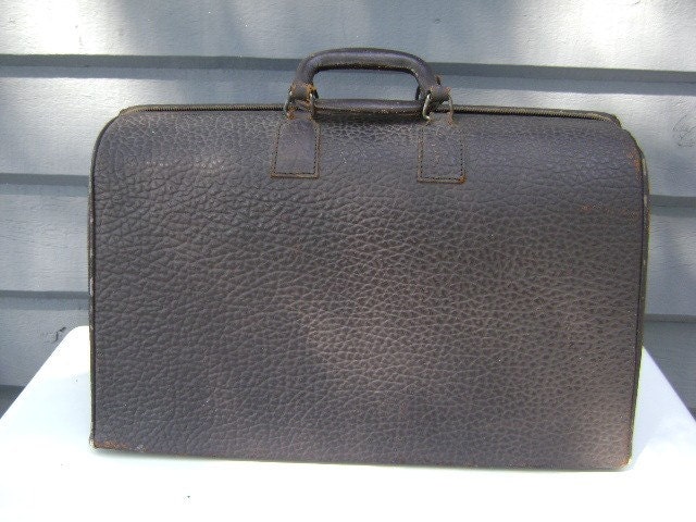 Vintage Valise Doctor Bag, Black, Make a House Call, Marked down from 52, Suitcase, Repurpose, Old and Worn Patina