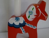 Vintage Swedish Dala Horse, Folk Art, Souvenir, Candle Holder, Tripp Trapp Trull, Nusnas, Dalarna, Swedish Christmas