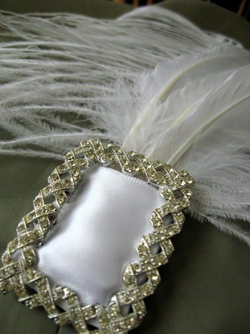 SALE - Rhinesone Feather Frame - eco friendly - bridal or special occasion - OOAK
