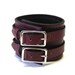 Burgundy Leather Cuff Bracelet Adjustable with Buckles Mens Womens
