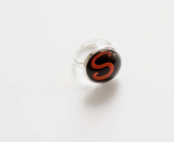 Adjustable Neon Photo Letter Ring: Art to Wear