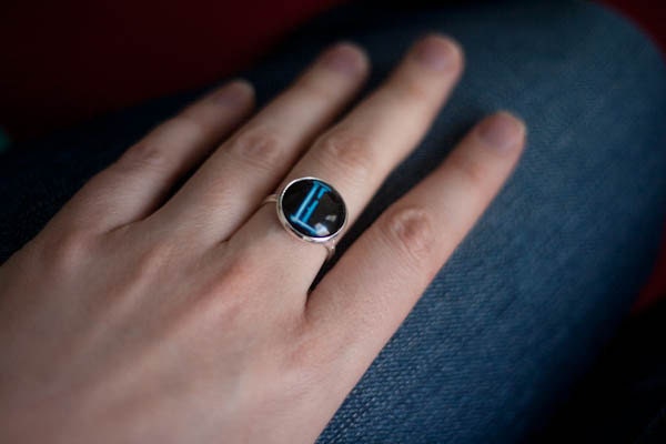 Custom Retro Neon Photo Letter Ring