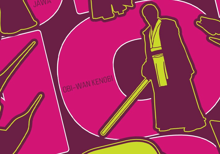 Star Wars Inspired Print - 3 Colour (Plum, Pink, Lime Green)