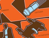 Star Wars Inspired Print - 3 Colour (Chocolate Brown, Bright Orange, Powder Blue)