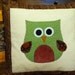 Owl Pillow COVER in Green and Mauve