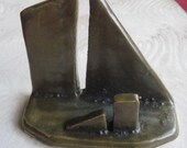 Handmade Ceramic Business Card Holder Geometric Pillars in Olive Green