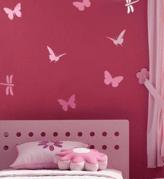 Reusable  Butterfly and Dragonfly Stencils 4 pc kit - Easy wall decor for Nurseries, Kids Rooms