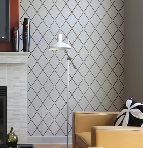 Wall Stencil Harlequin Trellis - reusable stencils for walls instead of wallpaper-DIY decor