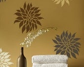 Flower Stencil Dahlia Grande SM - Reusable wall stencils better than wall decals