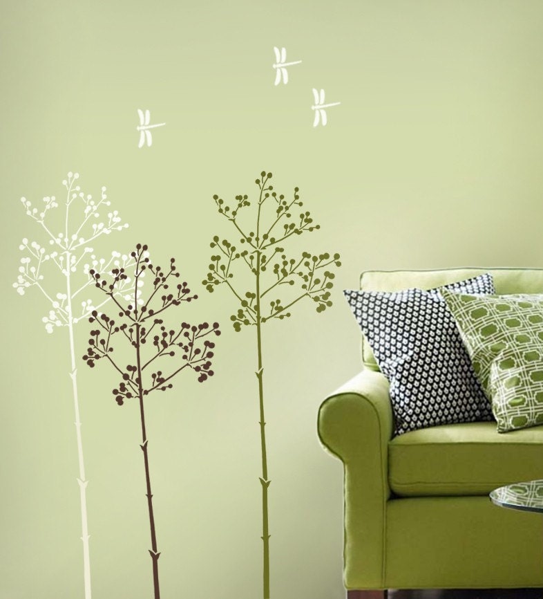 Large Stencil Going to Seed - Easy reusable wall stencils better than Decals
