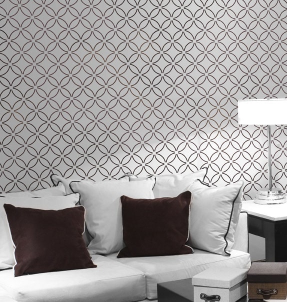 Wall Stencil Fuji - reusable stencils for walls instead of wallpaper -DIY decor