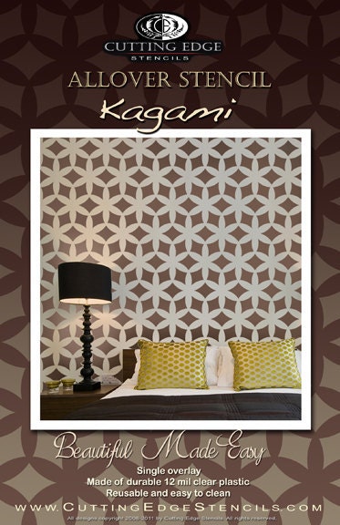 Wall Stencil Kagami Allover LG - reusable stencils instead of wallpaper - diy decor