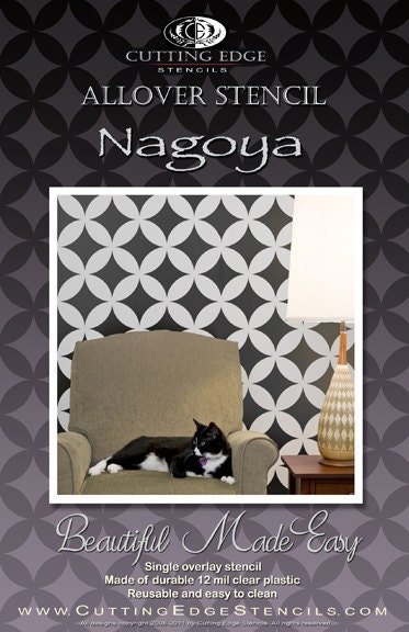 Wall Stencil Nagoya LG scale - Reusable stencils for walls - DIY decor
