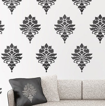 Damask Stencil Tali's Brocade MED - Reusable stencils for walls instead of wallpaper