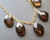 The Luxe -- Chocolate Smoky Quartz Teardrops Necklace