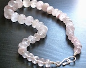 The Lillian -- Graduated Faceted Pink Quartz and Silk Necklace