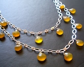 The Brentwood - Yellow Chalcedony Teardrops Layer Necklace