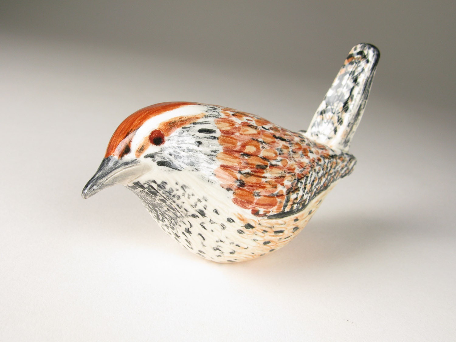 Ceramic Bird Hand Formed Cactus Wren