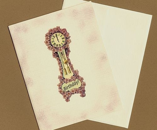 Victorian Birthday Card, Victorian Clock, Birthday Time, handmade vintage-style card