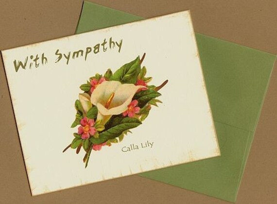 With Sympathy Card, Calla Lily Sympathy Card, Peace Lily