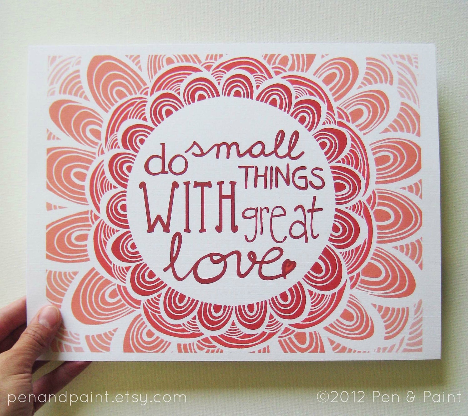 Red Ombre, Mother Teresa, Do Small Things With Great Love, Inspiration, Inspiring Quote 8 x 10 Art Print, Do good, Love