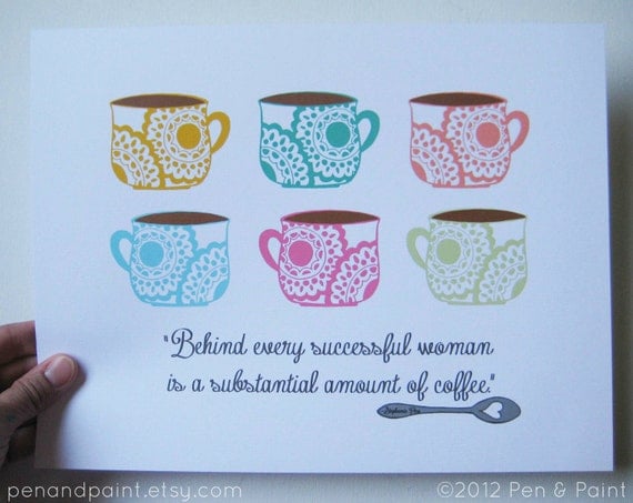 CLEARANCE Colorful  8 x 10 Art Print, Coffee, I love coffee, Coffee Lover, Funny Quote