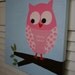 Affordable Original Painting Nursery Art, Kids Room - Penny's Pink Owl (12 x 12 Canvas)