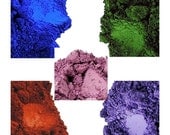 Bright Mica Oxide Powders - Natural Soap Color Supplies - Sample Set Blue, Green, Pink, Red, Violet