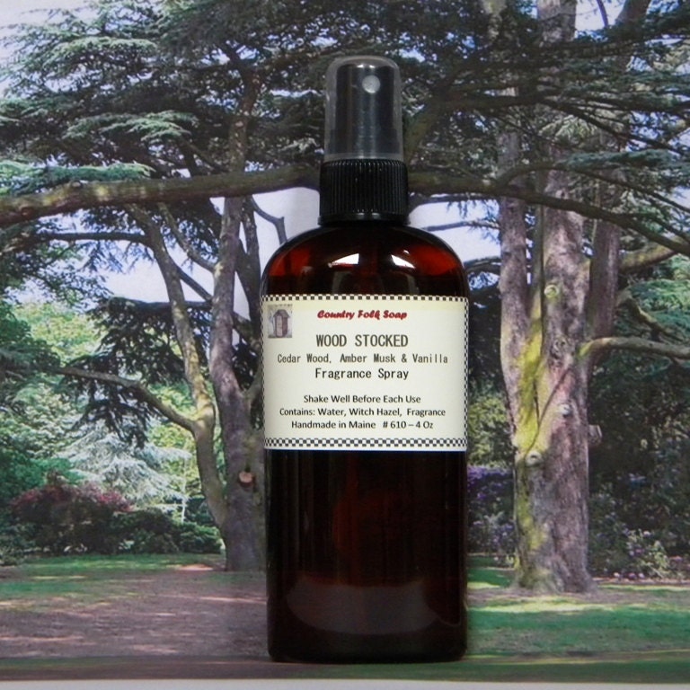 WOOD STOCKED Cedar Wood Home Fragrance Spray with Amber Musk & Vanilla - Linen Room Spray