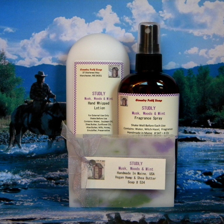 STUDLY Mens Bath Soap Gift Set - Mens Musk, Woods & Mint Scent - Father's Day Gift Set