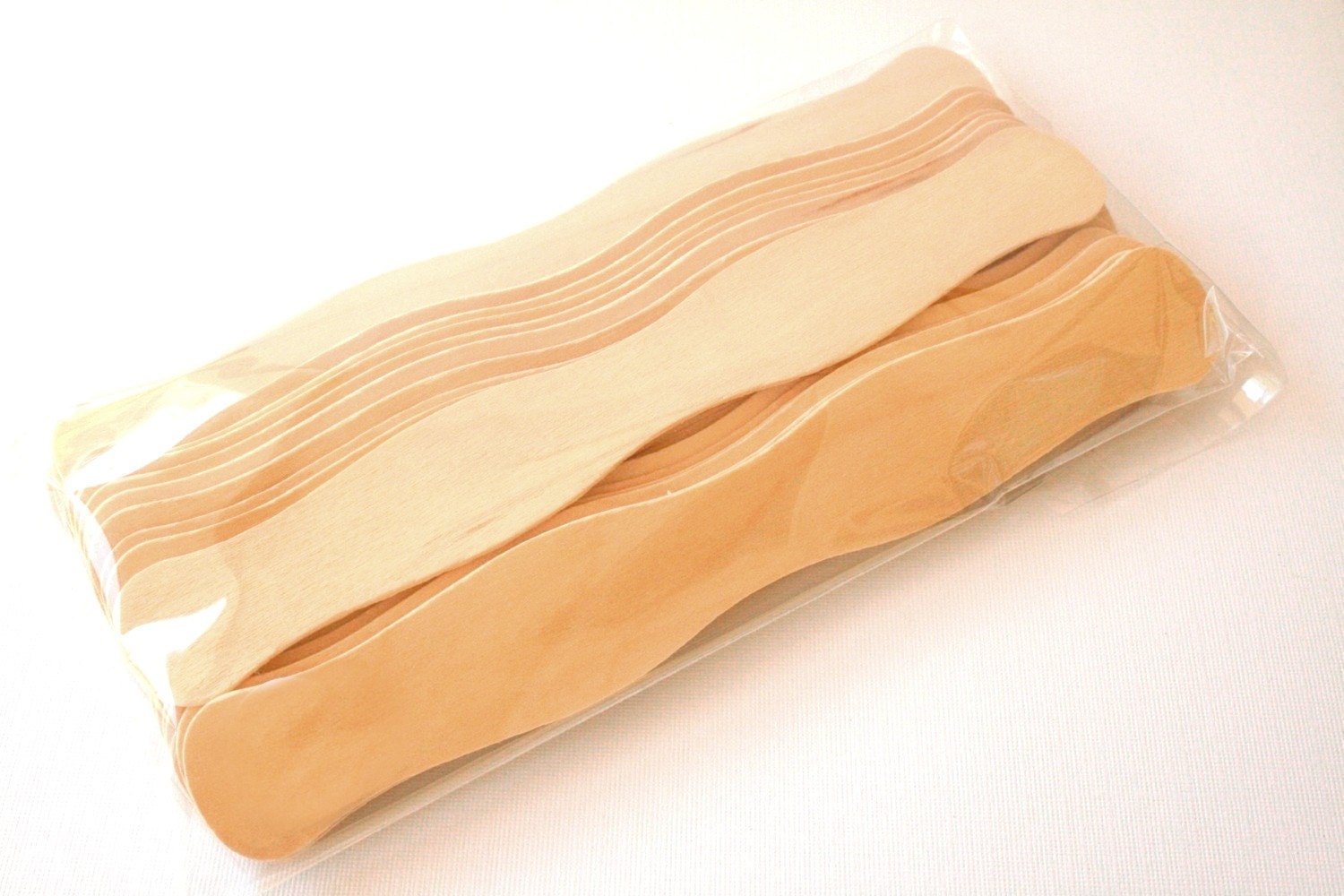 50 Wavy Wooden Fan Handles or Fan Sticks - Natural Wood