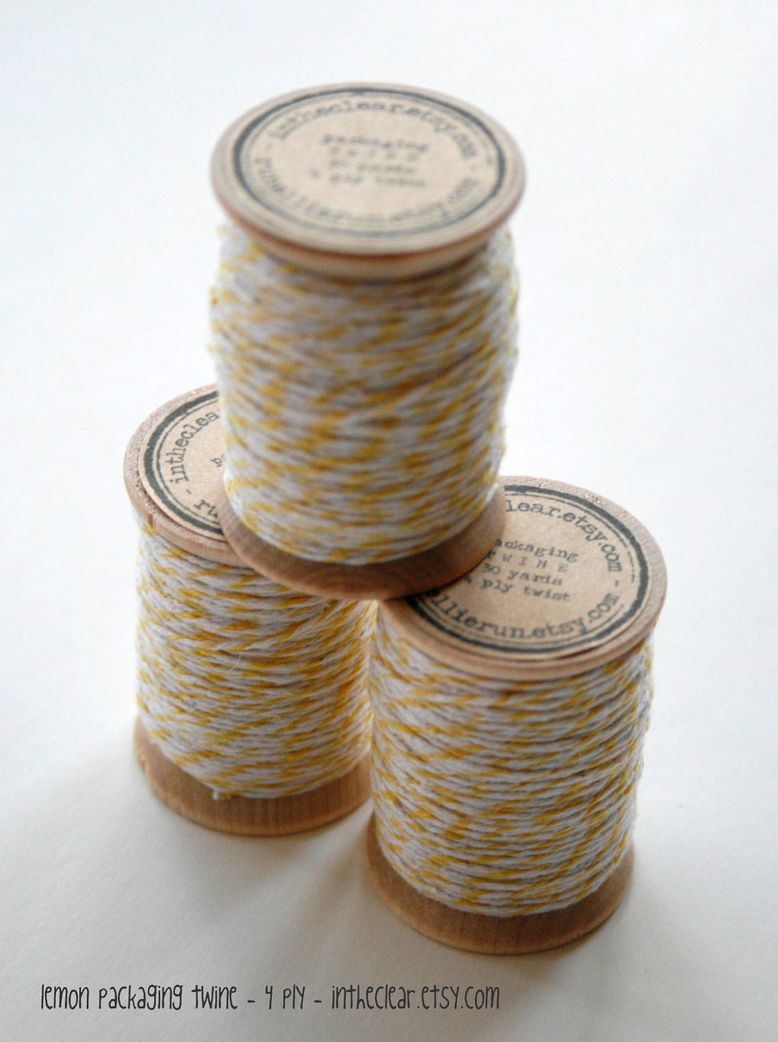 Packaging Twine - 30 Yards on Wooden Spool - Lemon Yellow