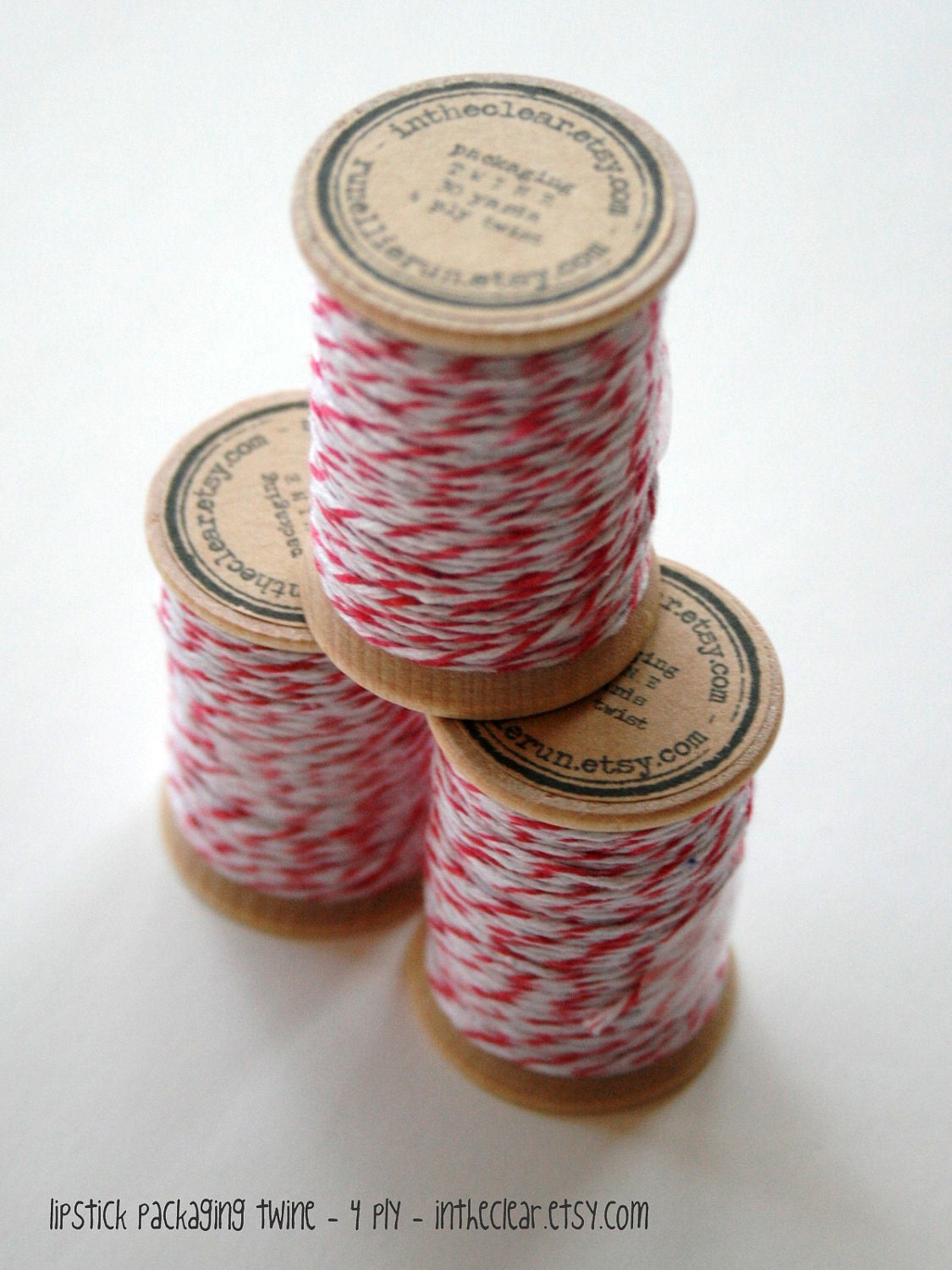 Packaging Twine - 30 Yards on Wooden Spool - Lipstick Pink - InTheClear