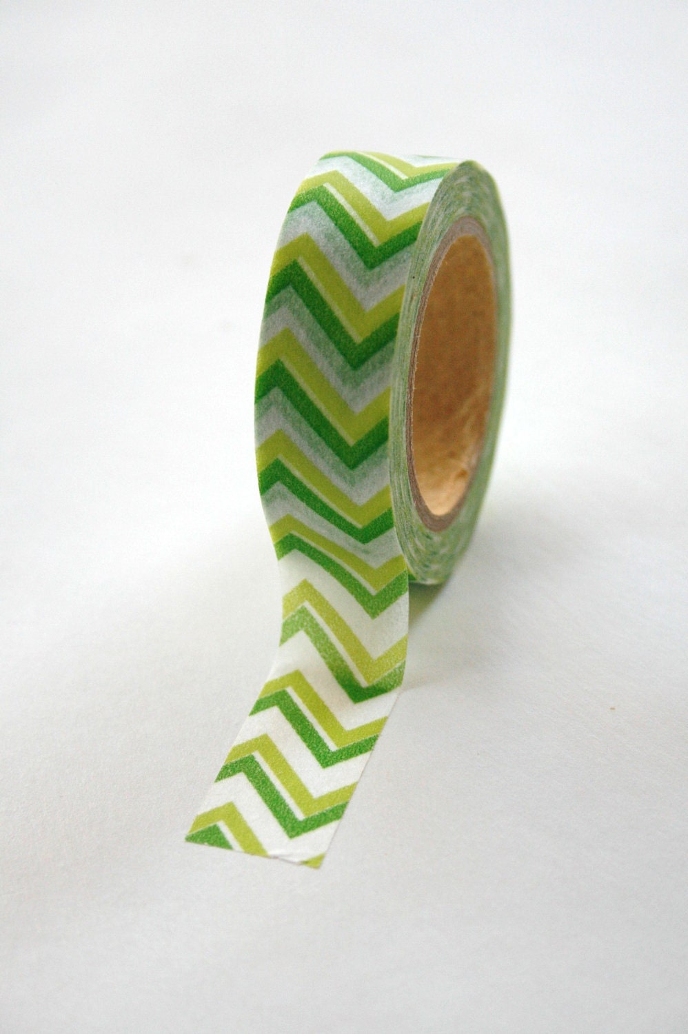 Washi Tape - 15mm - Green Bold Chevron Pattern - Deco Paper Tape No. 127